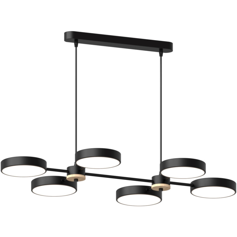 Люстра підвісна світлодіодна Sirius B X13284/6 BK+WOOD Чорний (27453405)