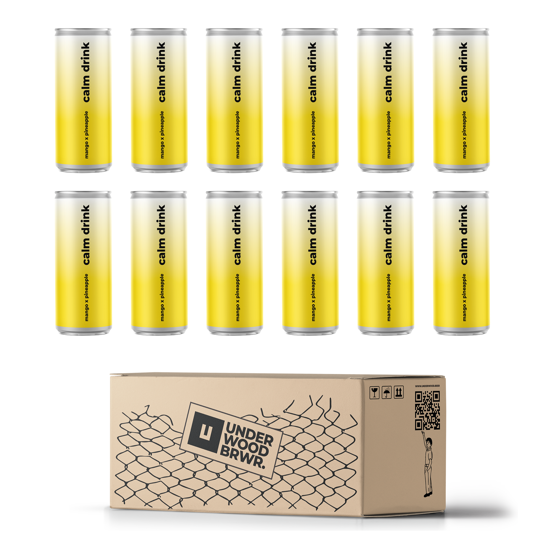 Напій безалкогольний газований Underwood Brewery Soda Calm Drink Mango x Pineapple 0,33 л 12 шт. (290144)
