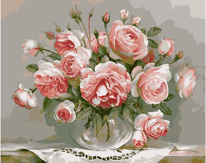 Картина по номерам Brushme Розы на столике 40х50 см (G436)
