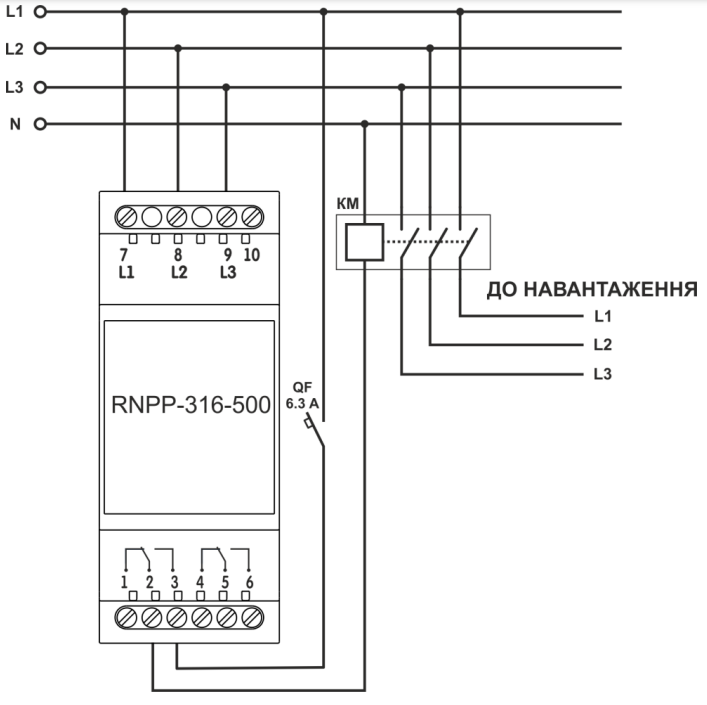 Реле напряжения и контроля фаз Новатек РНПП-316-500 трехфазное - фото 2