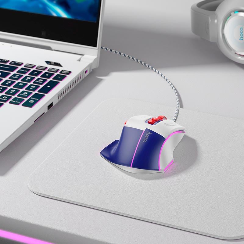 Игровая ведущая мышь Hoco GM31 Overlord Luminous LED DPI 1200/1800/2400/3600 Бело-синий (29747478) - фото 4 Игровая ведущая мышь Hoco GM31 Overlord Luminous LED DPI 1200/1800/2400/3600 Бело-синий (29747478) - фото 4