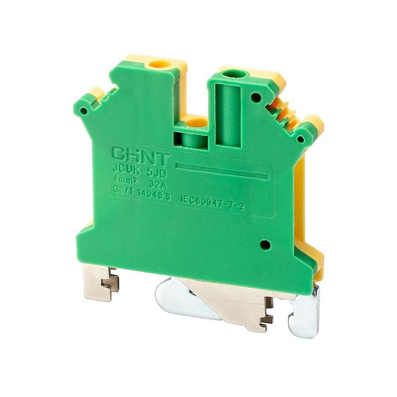 Клемма винтовая наборная CHINT JCUK-5JD 32А 5 мм2 х 43х6,4х47 мм заземление Желто-зеленый (549038)