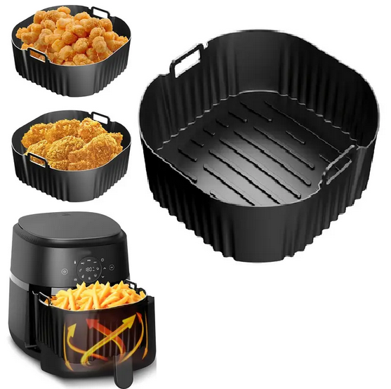 Форма силіконова квадратна для аерогрилю/мультипечі та фритюрниці 18,5 см Чорний (UK-185) - фото 8 Форма силіконова квадратна для аерогрилю/мультипечі та фритюрниці 18,5 см Чорний (UK-185) - фото 8