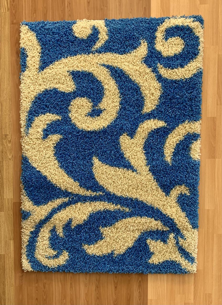 Ковер высоковорсовый Loca Shaggy 9161A 120х170 см Сине-золотистый