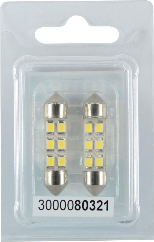 Лампочка 2-х цокольная Futura LED T11 C8W SMD 6-диодов 24V-0,7 Вт SV8,5-8 35 мм 2 шт. Белый