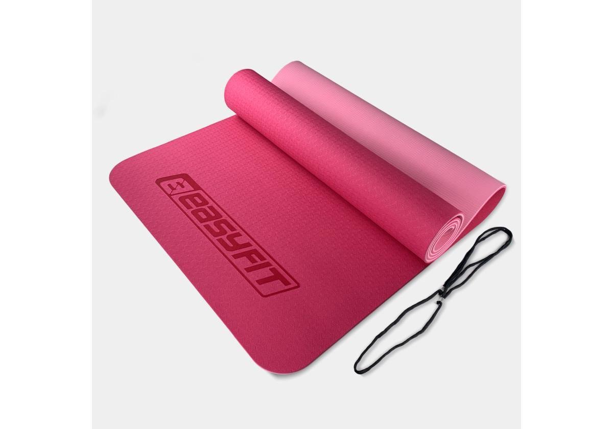 Коврик для йоги и фитнеса EasyFit TPE/TC двухслойный 6 мм Розовый (EF-1924-PP)
