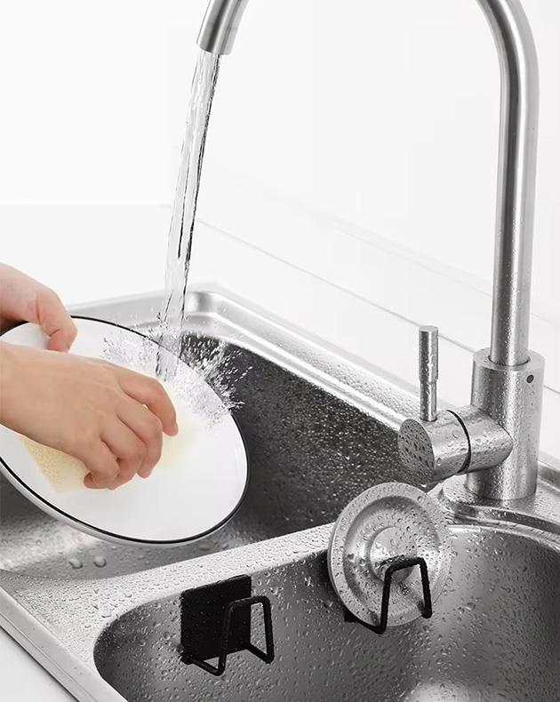 Держатель для кухонной губки из нержавеющей стали 3 шт. Черный - фото 6