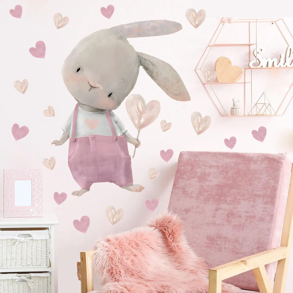 Наклейка вінілова Маленький зайчик декоративна в дитячу кімнату на стіну для дівчаток і хлопчиків 30х60 см