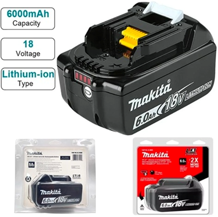 Аккумулятор Makita для электроинструмента с индикацией заряда BL1860B 18V 6A 6000 мАч Черный - фото 5