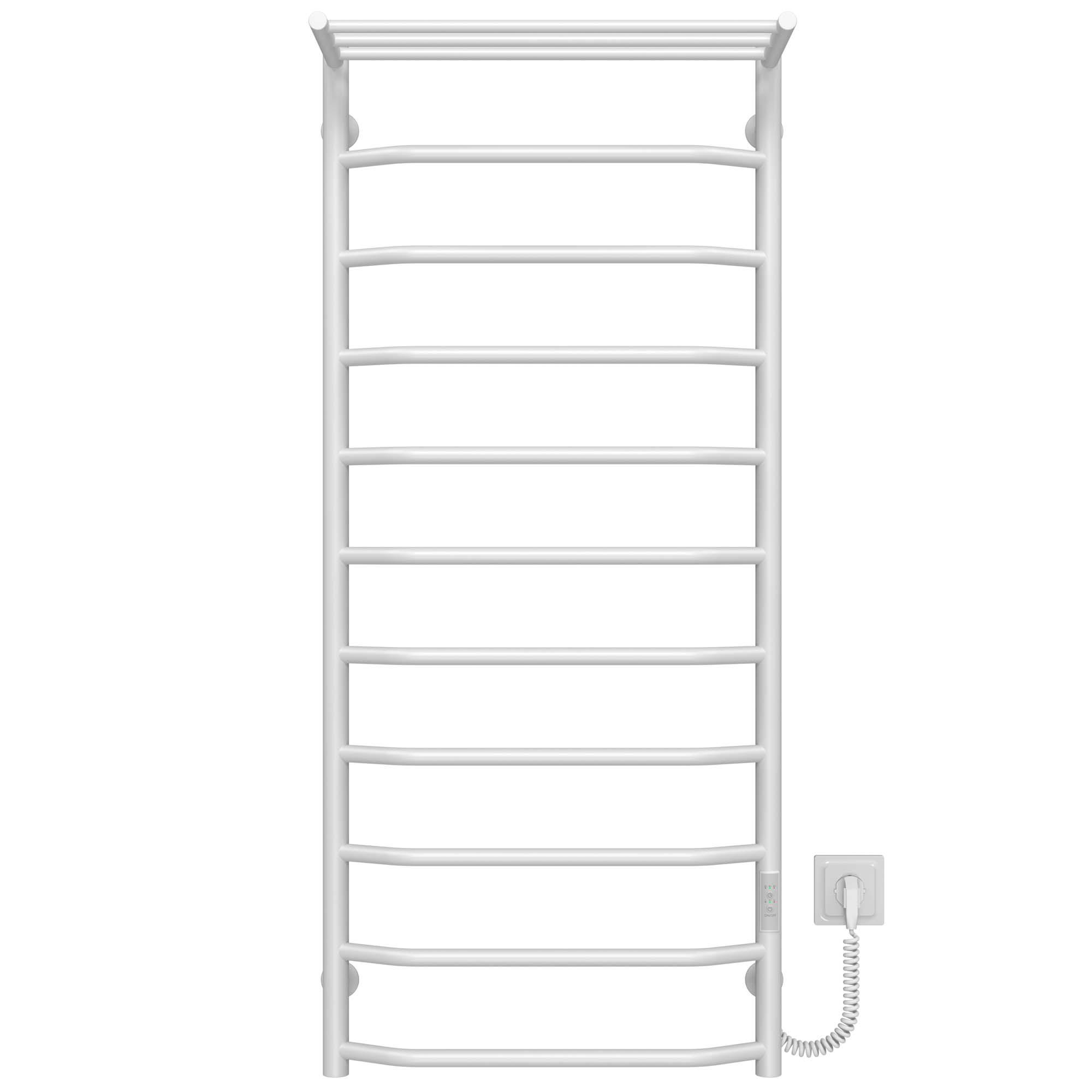 Полотенцесушитель электрический с полкой Deffi Трапеция П11 WD03 правое подключение нержавеющая сталь 500х1200 мм Белый (C.TP.120.50.11.E.W.R.3)