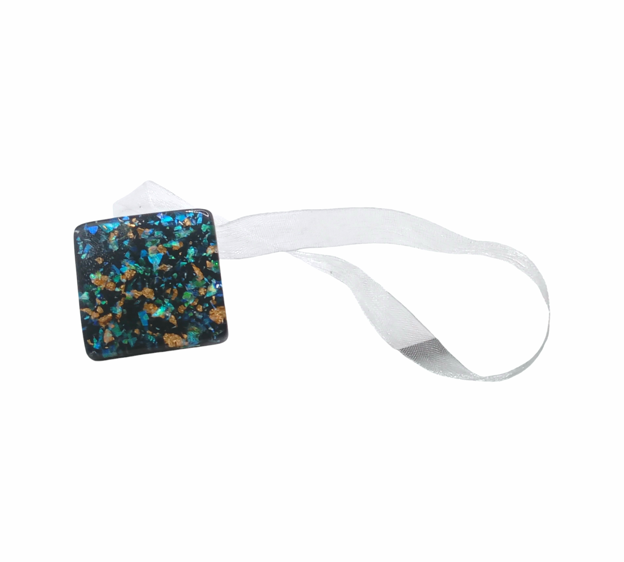 Магнит для штор квадратный Диско 35х35 мм Сине-зеленый (961)