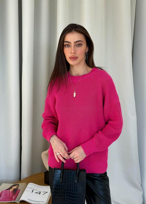 Джемпер зі спущеним плечем Cotton S/M Фуксія (33081) - фото 2 Джемпер зі спущеним плечем Cotton S/M Фуксія (33081) - фото 2