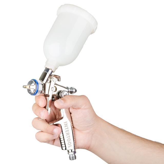Краскопульт пневматический Intertool PT-0128 HVLP II MINI профессиональный форсунка 0,8 мм верхний пластиковый бачок 250 мл 2-2,5 бар (1649555760) - фото 2 Краскопульт пневматический Intertool PT-0128 HVLP II MINI профессиональный форсунка 0,8 мм верхний пластиковый бачок 250 мл 2-2,5 бар (1649555760) - фото 2