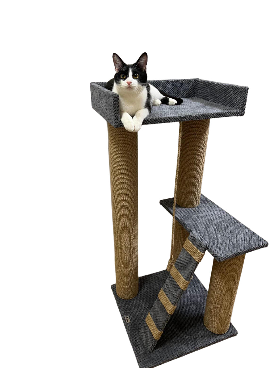 Комплекс двухэтажный игровой для кота 115 см Серый (К07)