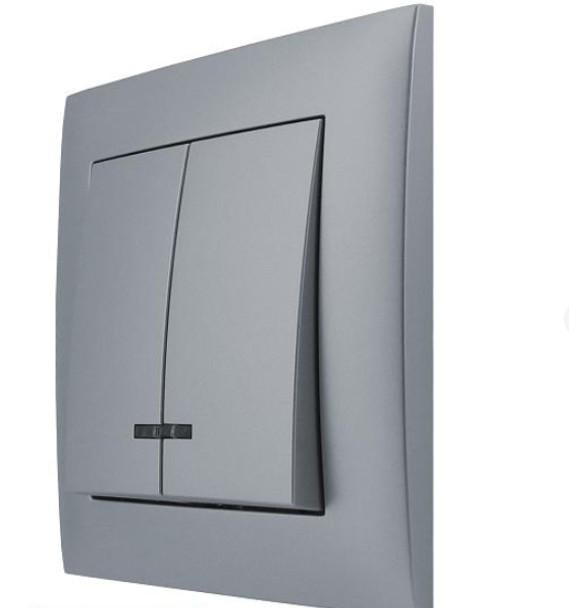 Вимикач подвійний з LED підсвіткою VS10-301 Silver