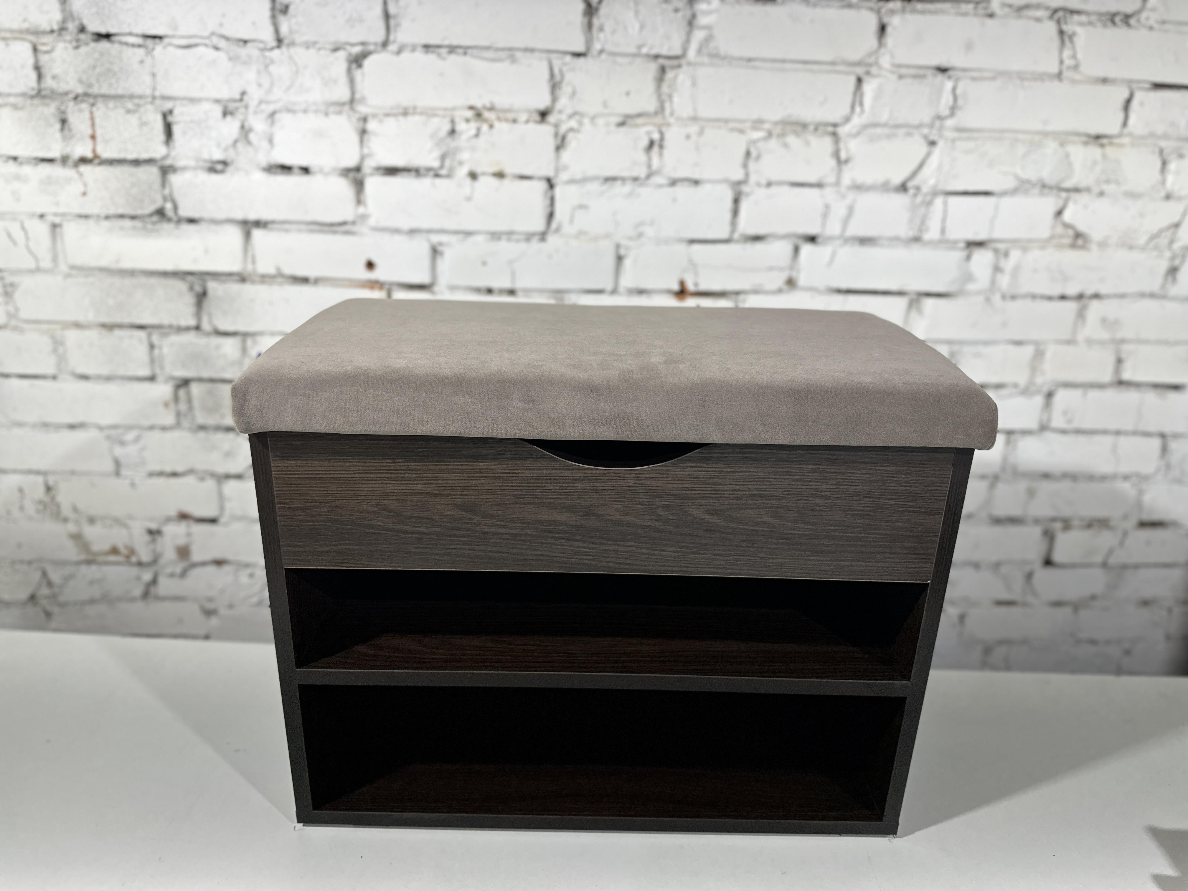 Тумба для взуття ДСП/тканина 30х60х45 см Венге темний/Капучіно - фото 2