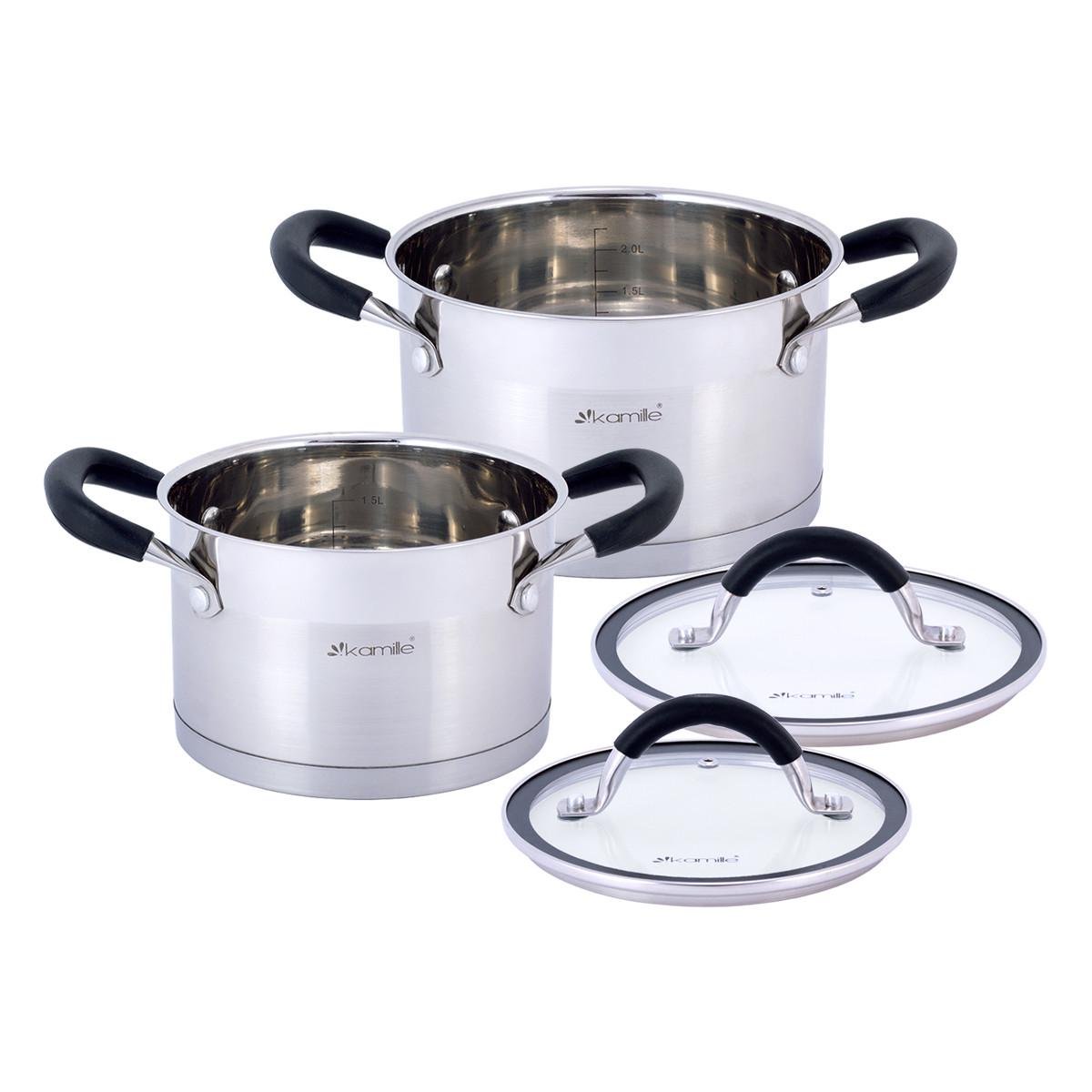 Набір каструль із кришками Kamille КМ-5751 із нержавіючої сталі з 4-х предметів Сталевий (150-84-5751) - фото 5