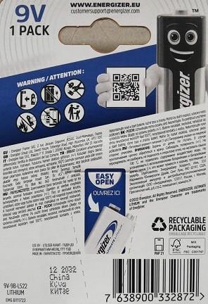 Батарейки Energizer 9V/L522 Крона Ultimate Lithium 1 шт. (1700145346) - фото 5