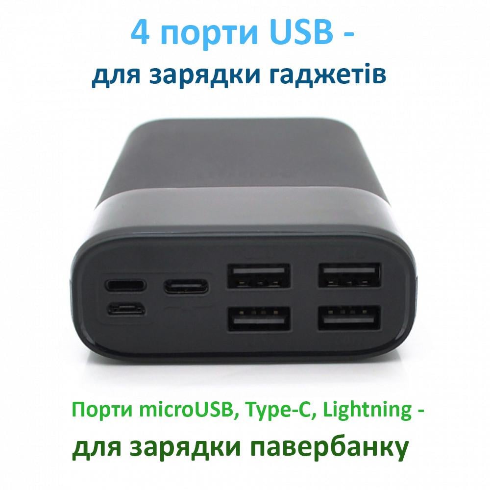 Павербанк Wozinsky 30000 mAh 4xUSB + мини лампочка USB (9291417) - фото 3