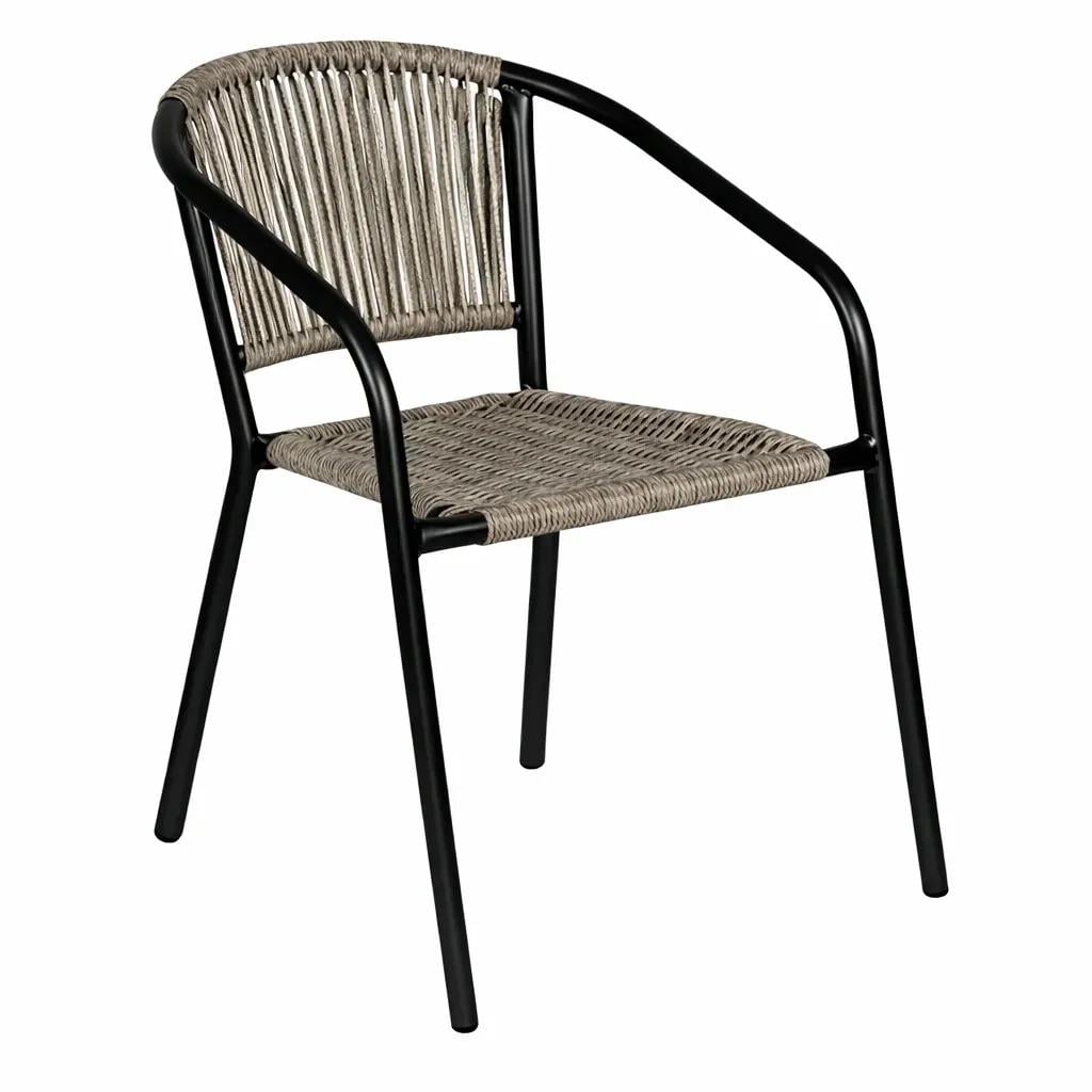 Стілець садовий вуличний з міцного плетеного штучного ротанга Сірий (382079)