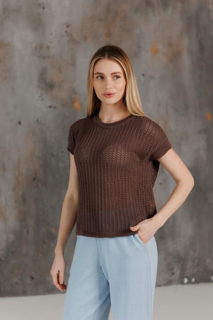 Футболка женская вязаная ART KNIT Сетка S/M Шоколадный