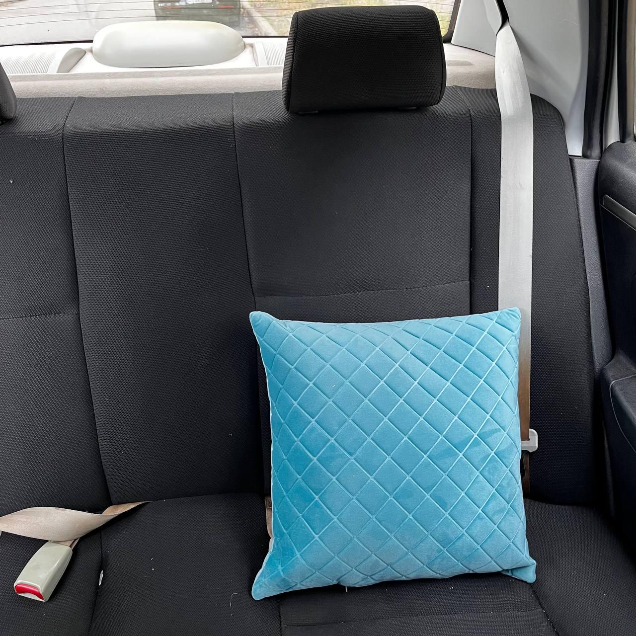 Подушка под голову в машину из алькантары 45х45 см Бирюзовый (24167310) - фото 1