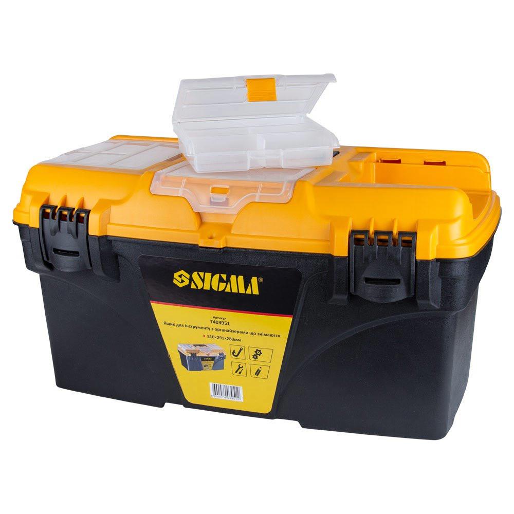 Ящик для інструментів Sigma 510x291x280 мм зі знімними органайзерами (7403951) - фото 4 Ящик для інструментів Sigma 510x291x280 мм зі знімними органайзерами (7403951) - фото 4