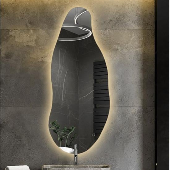 Дизайнерское зеркало с подсветкой без рамы Eva фигурное 103x40 см