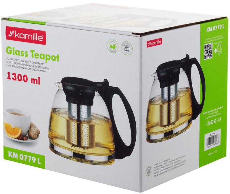 Чайник скляний заварювальний Kamille зі знімним ситечком 1300 мл (0779l) - фото 7 Чайник скляний заварювальний Kamille зі знімним ситечком 1300 мл (0779l) - фото 7