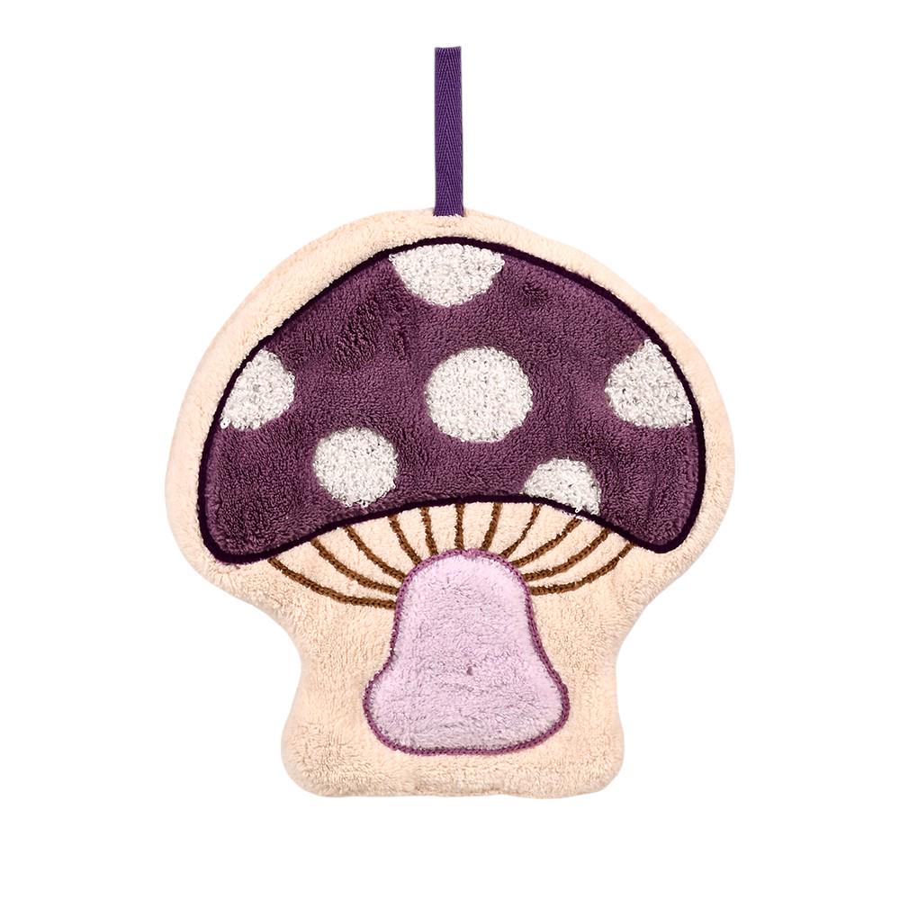 Кухонное полотенце Mushroom R37182 с петлей для подвешивания 22х22 см Бежевое с фиолетовым (29425348)