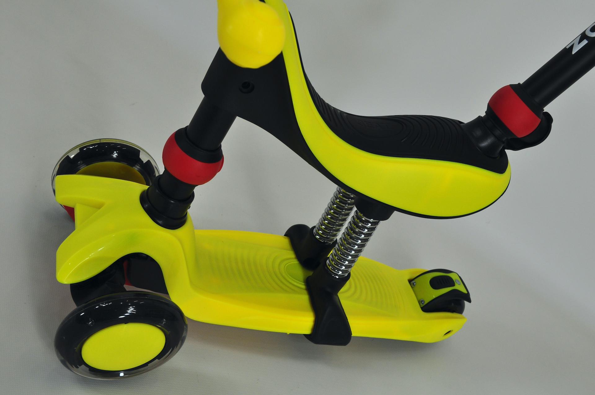 Самокат біговіл Maraton Credo 3в1 дитячий триколісний з сидінням та батьківською ручкою Жовтий - фото 9