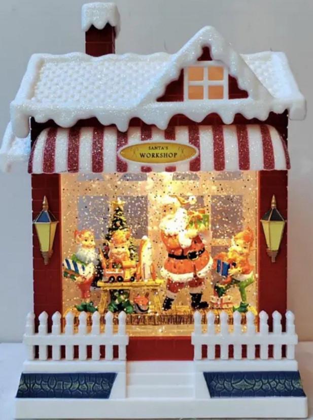 Ночник новогодний Xmas WDL-24058 Рождественский магазин с эффектом снежного вихря от батареек (2761215950)