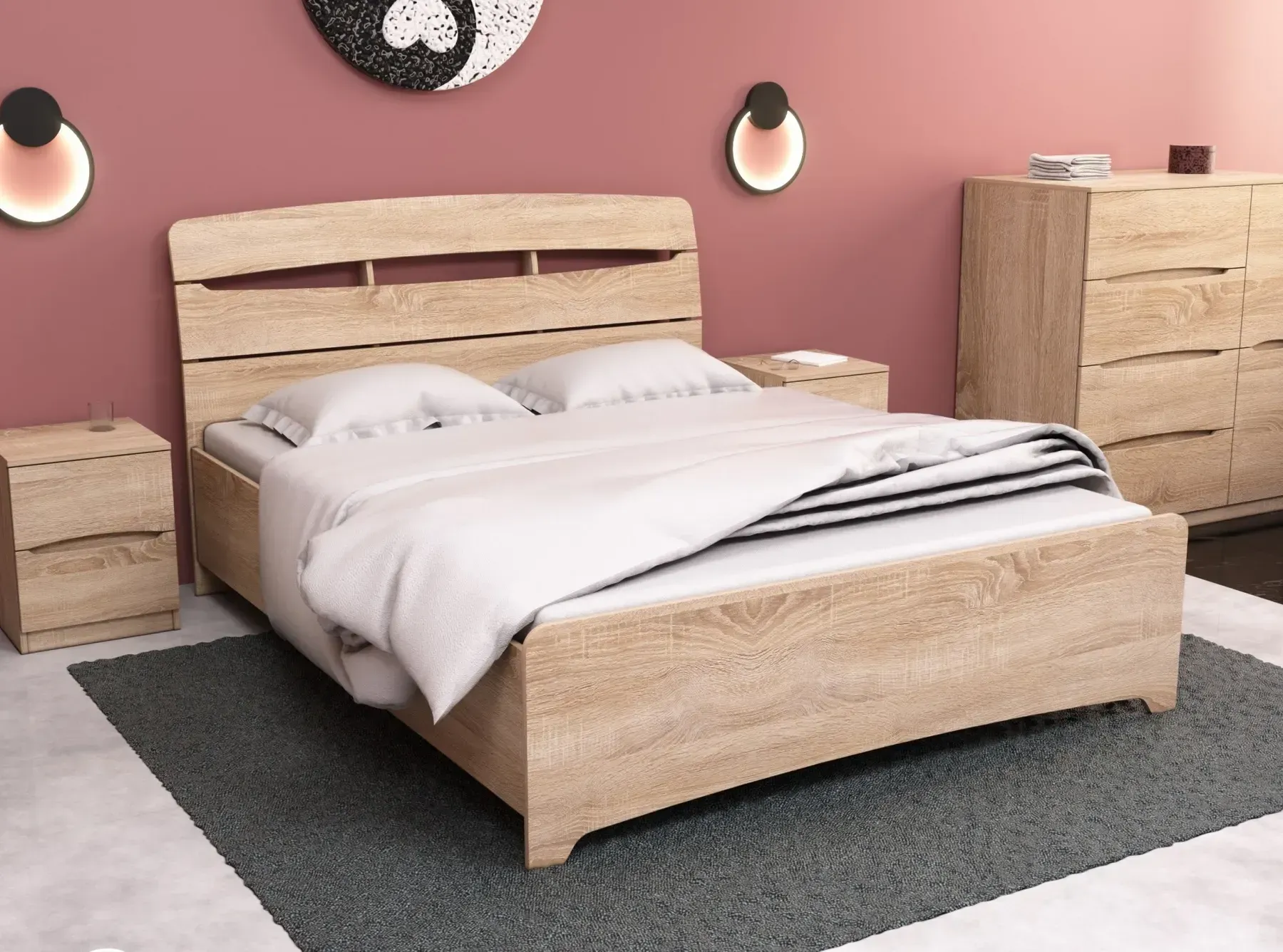 Кровать двуспальная Kontinent DELTA 160x200 см Дуб Сонома (56192095)