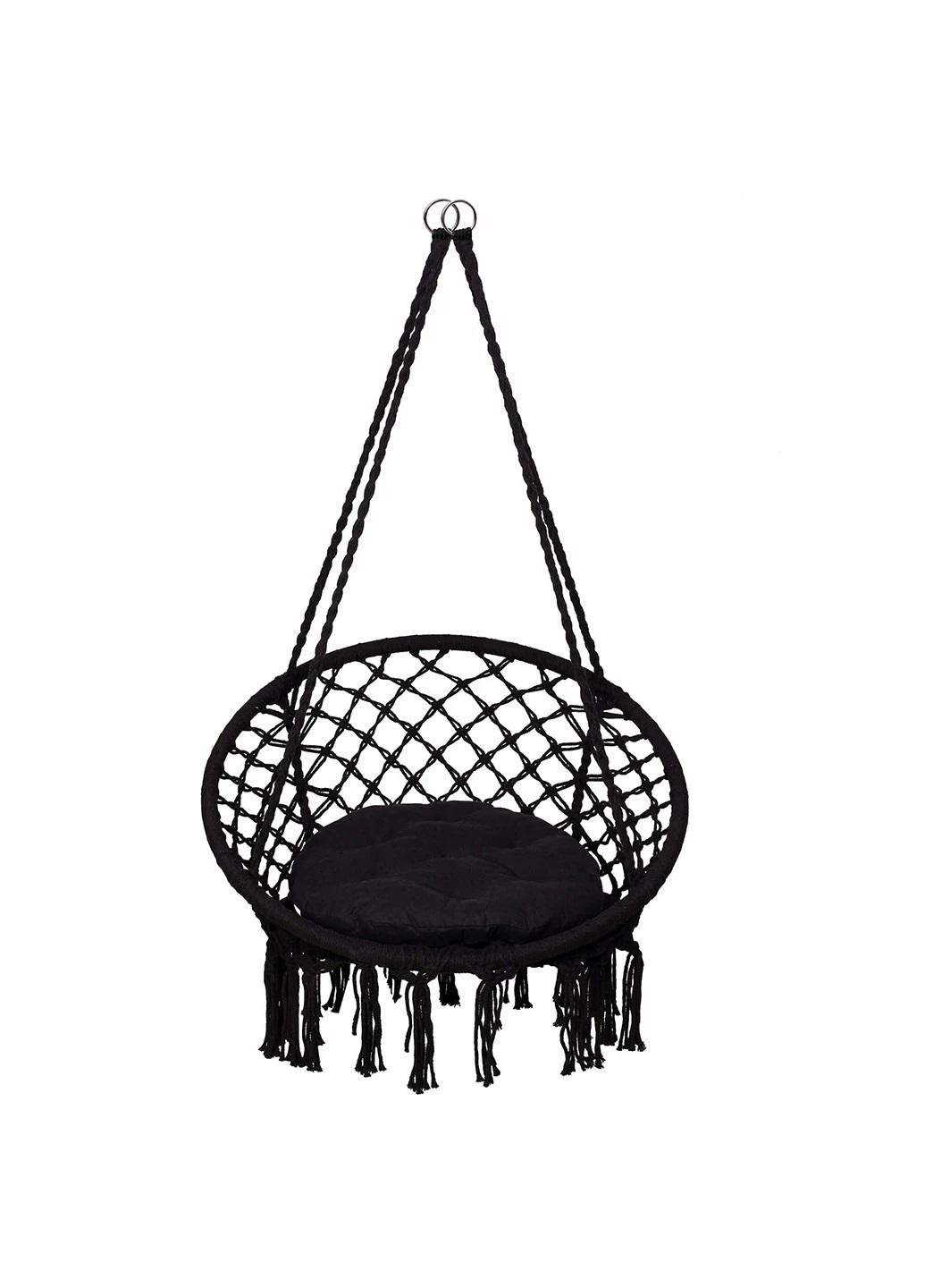 Кресло-гамак подвесное бразильское Bonro B-092-2 120 кг и подушка Черный - фото 1