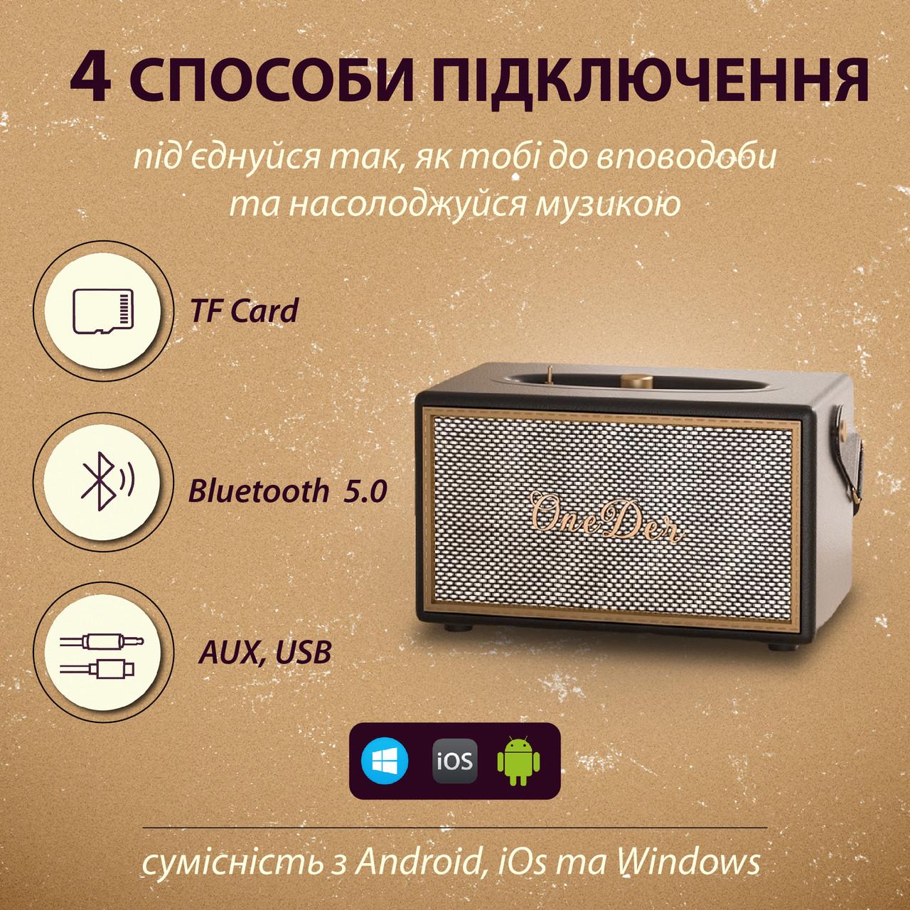 Колонка портативная Bluetooth OneDer D6 40 Вт TF/USB/AUX (D6BR) - фото 5