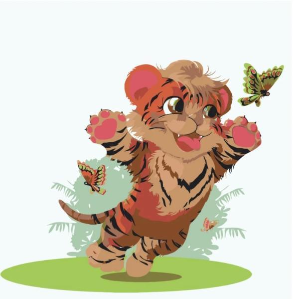 Картина по номерам Strateg Животные Тигренок 30х30 см в термопакете (ES040-mt)