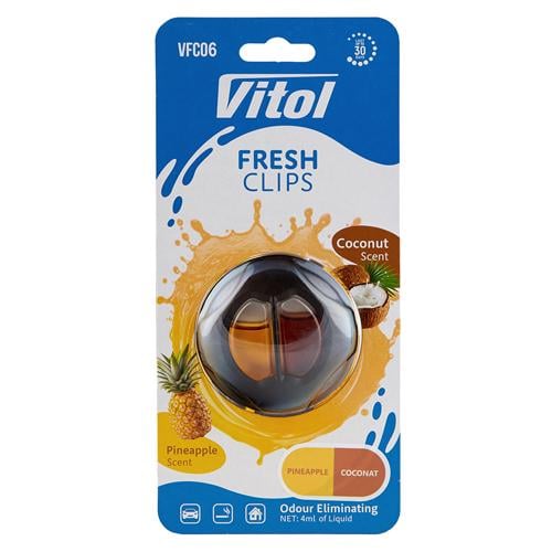 Освежитель воздуха Vitol Fresh Clips на дефлектор Pineapple/Coconat (00000063330) - фото 7 Освежитель воздуха Vitol Fresh Clips на дефлектор Pineapple/Coconat (00000063330) - фото 7