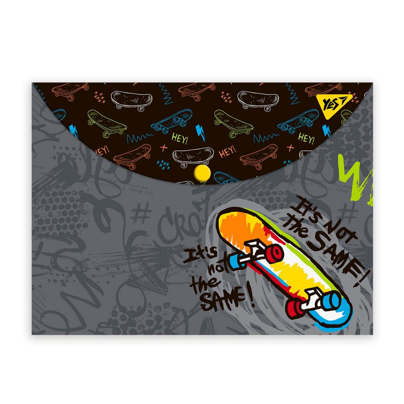 Папка-конверт YES Skate boom А4 на кнопці (492014)