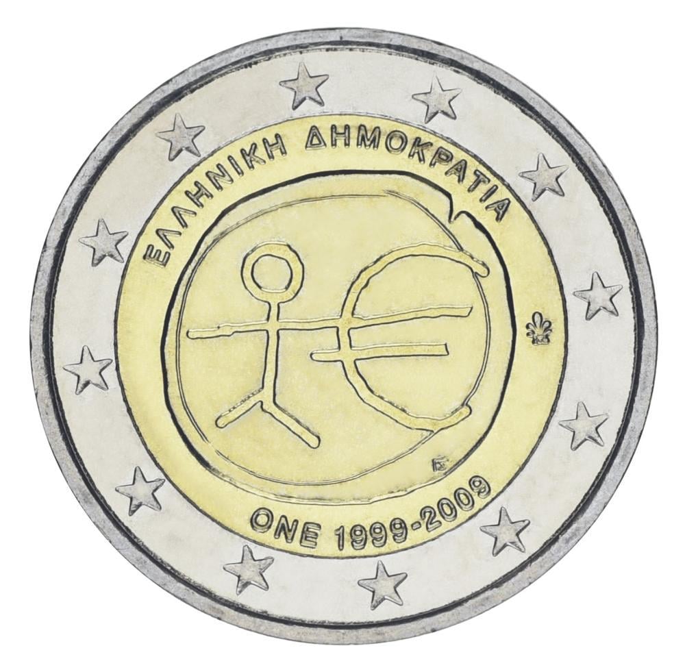 Колекційна монета Греція 2 Євро-2009 10 років союзу UNC (KM#227)