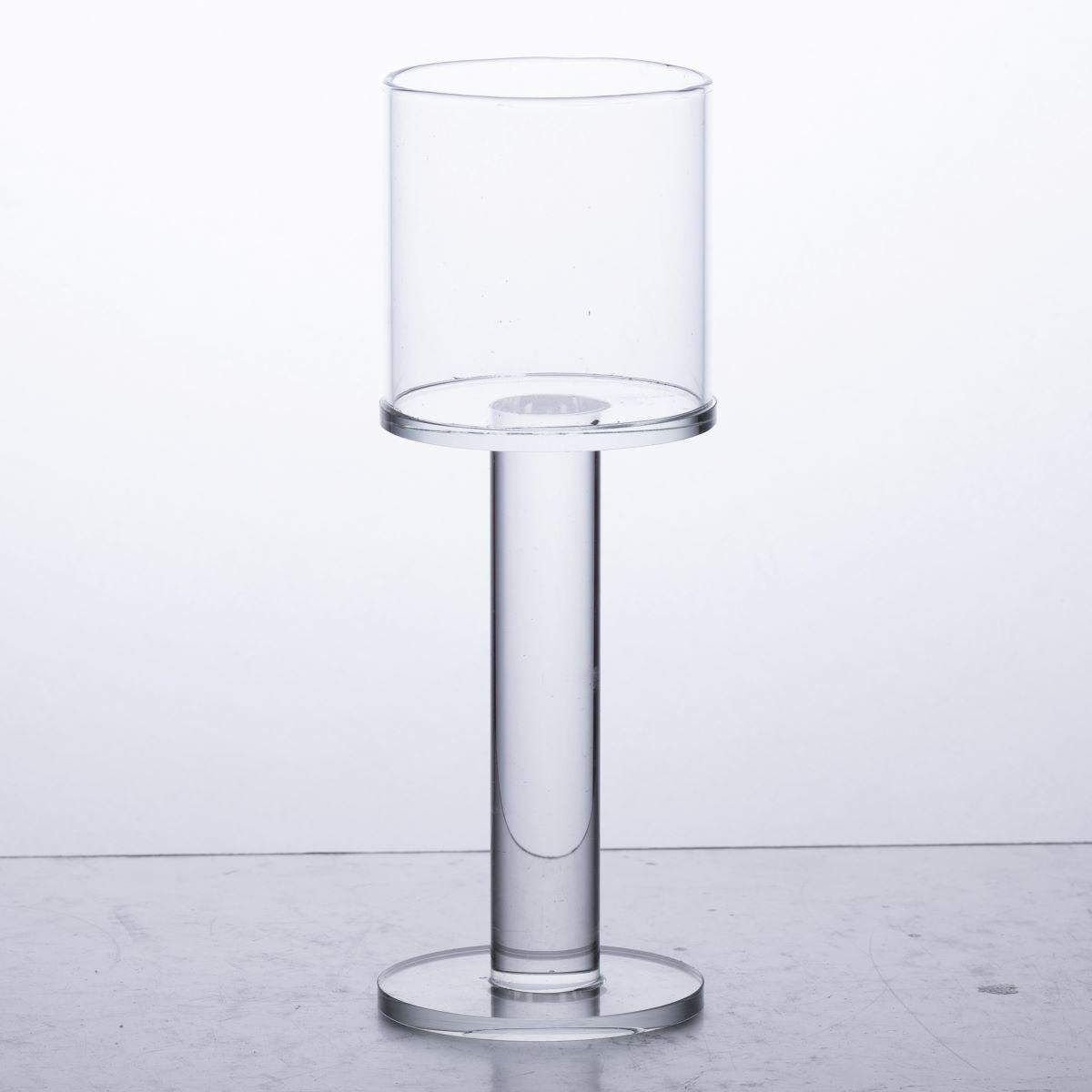 Подсвечник стеклянный на ножке бокал декоративный 6x16 см Прозрачный (6931)