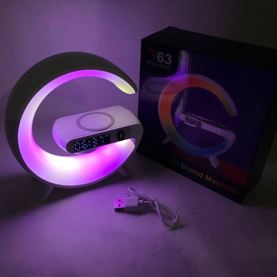 Ночник G63 мини с Bluetooth колонкой/беспроводной зарядкой 10W часами и RGB подсветкой - фото 14 Ночник G63 мини с Bluetooth колонкой/беспроводной зарядкой 10W часами и RGB подсветкой - фото 14