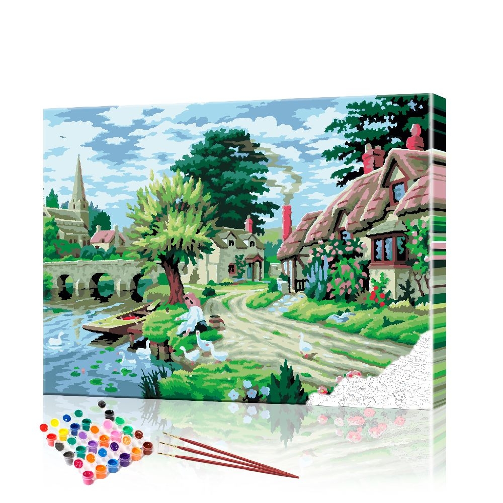 Картина по номерам ArtSale Домик у реки PBN0593 40х50 см