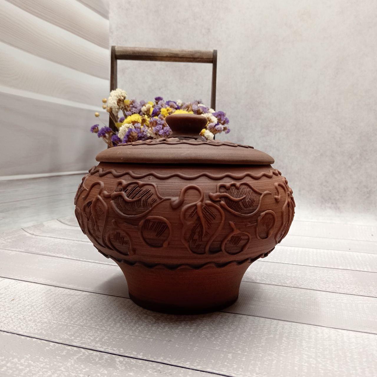 Чугунок Хвиля глиняний для запікання 1500 мл