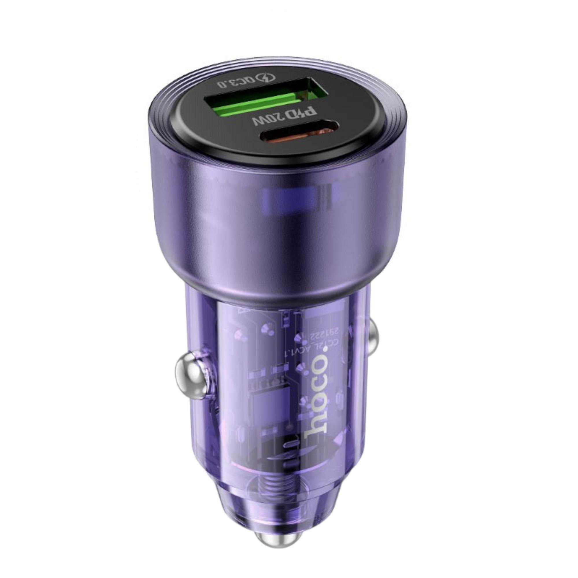 Зарядний пристрій автомобільний Hoco Z52 38 Вт 2xUSB QC3.0/PD Синій (28014093)