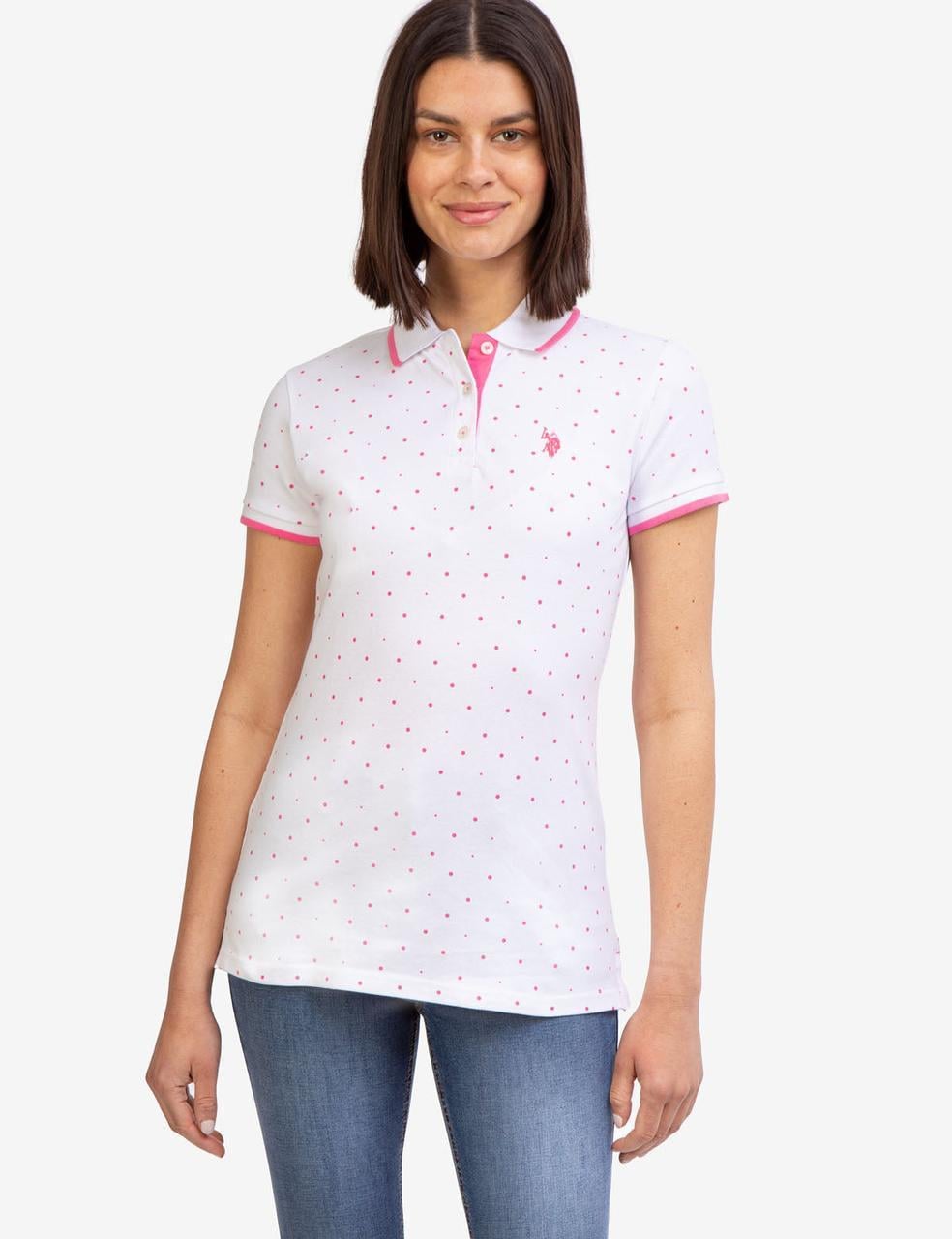 Поло женское US Polo ASSN в горошек M White (786660293159)