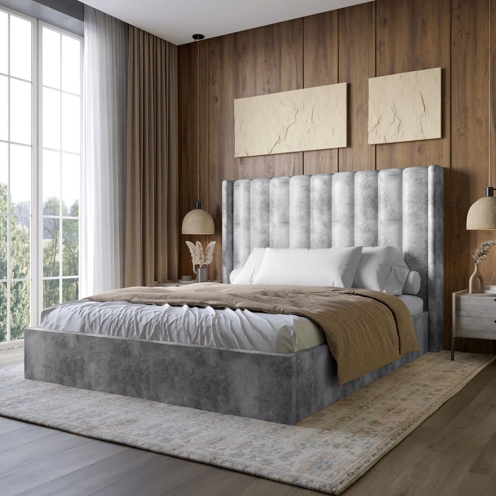 Кровать двуспальная Lion Нино Silk 303 180x200 см Серый (Lion-041400)