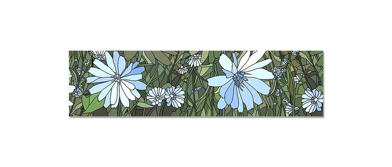 Наклейка виниловая на кухню Zatarga Голубые Цветы витраж 650х2500 мм (1289776754)