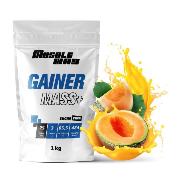 Гейнер для набору маси MuscleWay GAINER MASS+ без цукру вуглеводно-білковий 1 кг Диня (21-125-g-mw-rs1.3)