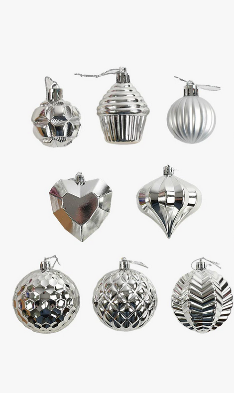 Набор новогодних украшений 40 игрушек на елку разной формы (160810)