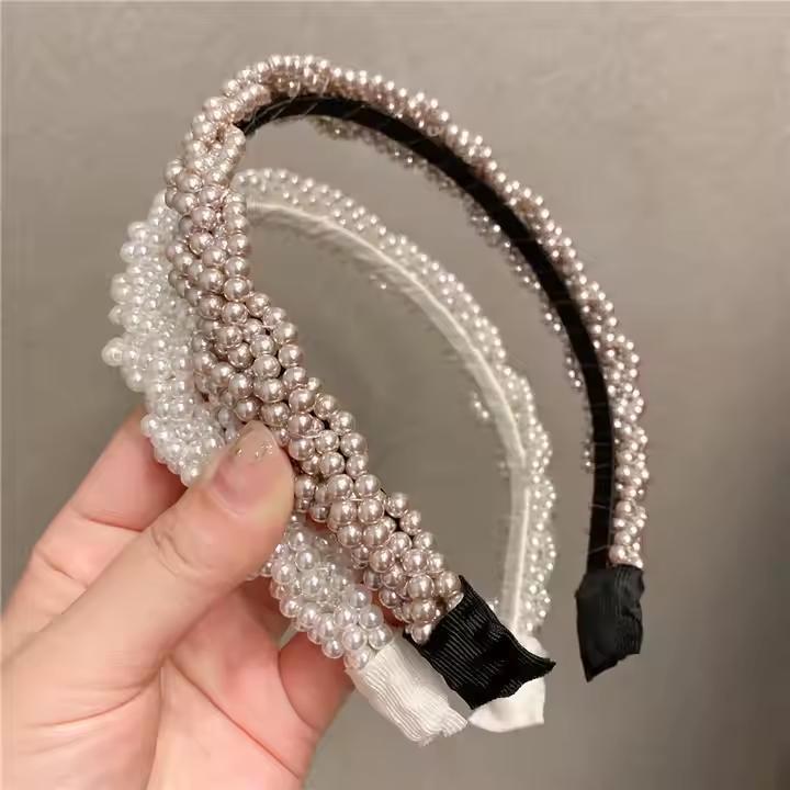 Обруч для волосся з намистинами штучних перлів Білий - фото 8